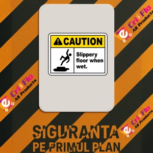 Indicator Caution Slippery Floor When Wet Sign, Sticker autocolant - Img 3