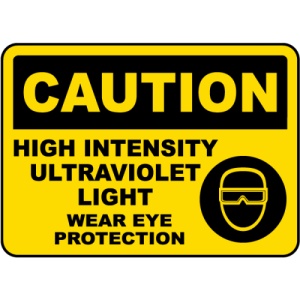 Indicator Caution Ultraviolet Light Sign, Sticker autocolant