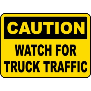 Indicator Caution Watch For Truck Traffic Sign, Sticker autocolant
