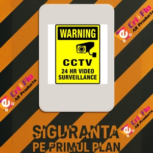Indicator CCTV 24 Hours Video Surveillance Sign, Sticker autocolant - Img 2