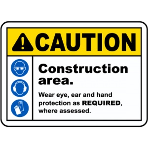 Indicator Construction Area PPE Sign, Sticker autocolant