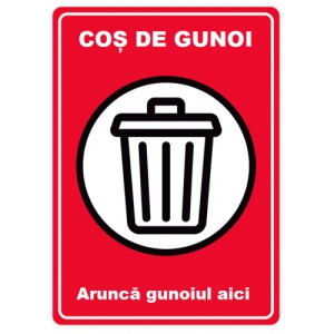Indicator Cos de gunoi arunca gunoiul aici, Sticker autocolant