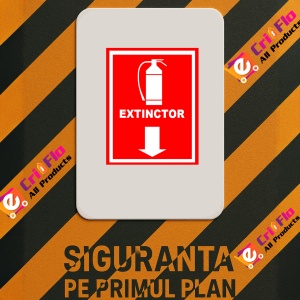 Indicator Cu extinctor cu sageata in jos, Sticker autocolant - Img 2
