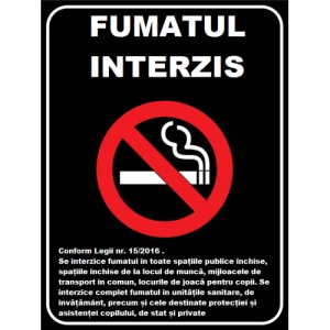 Indicator cu fumatul interzis conform legii, Sticker autocolant