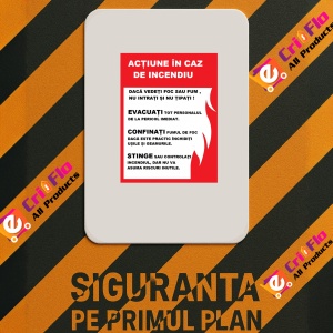 Indicator Cu instructiuni in caz de incendiu evacuare confirmati si stingere, Sticker autocolant - Img 2