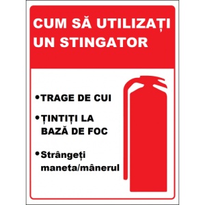 Indicator Cum sa utilizati un stingator, Sticker autocolant