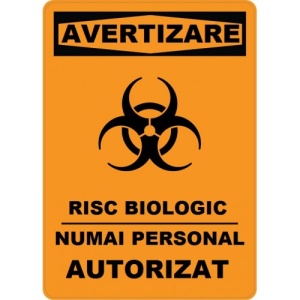 Indicator De avertizare risc biologic numai personal autorizat, Sticker autocolant