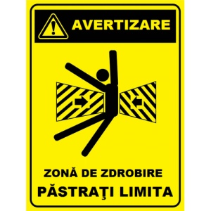 Indicator De avertizare zona de zdrobire pastrati limita, Sticker autocolant