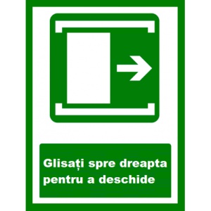 Indicator De iesire glisati spre dreapta pentru a deschide, Sticker autocolant