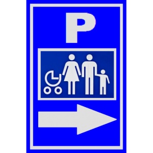 Indicator De parcare mama si copil cu sageata in dreapta, Sticker autocolant