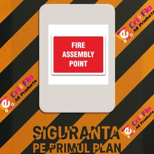 Indicator FIRE ASSEMBLY POINT SIGN, Sticker autocolant - Img 2