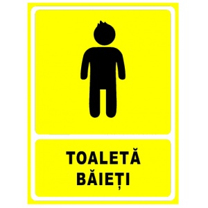 Indicator Galben pentru toaleta baieti, Sticker autocolant