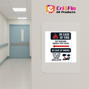 Indicator In case of fire exit building quickly stay calm sign, Sticker autocolant - Img 4