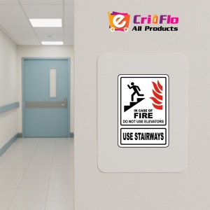 Indicator In Case of Fire Use Stairs, Sticker autocolant - Img 4