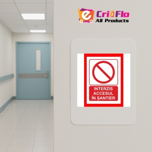 Indicator Interzis accesul in santier, Sticker autocolant - Img 4