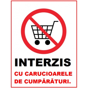 Indicator Interzis cu carucioarele de cumparaturi, Sticker autocolant