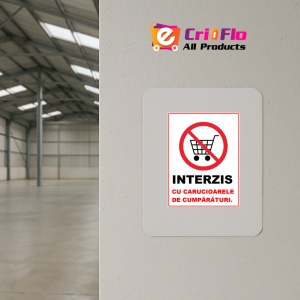 Indicator Interzis cu carucioarele de cumparaturi, Sticker autocolant - Img 3