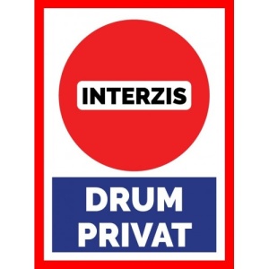 Indicator Interzis drum privat, Sticker autocolant