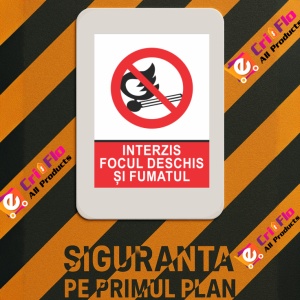 Indicator Interzis focul deschis si fumatul, Sticker autocolant - Img 3
