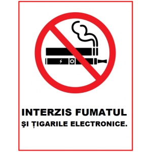 Indicator Interzis fumatul si tigarile electronice, Sticker autocolant