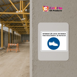 Indicator Interzis la locul de munca fara incaltaminte de protectie, Sticker autocolant - Img 5