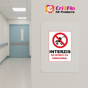 Indicator Interzis sa intrati cu caruciorul, Sticker autocolant - Img 4