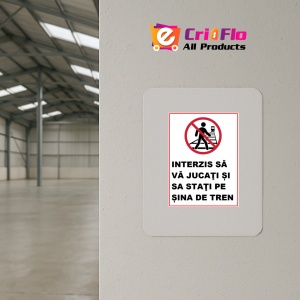 Indicator Interzis sa va jucati si sa stati pe sina de tren, Sticker autocolant - Img 3