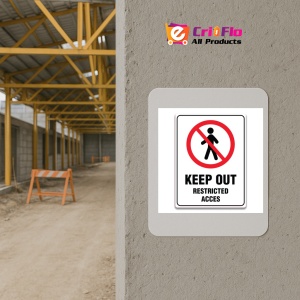 Indicator KEEP OUT RESTRICTED ACCESS SIGN, Sticker autocolant - Img 5