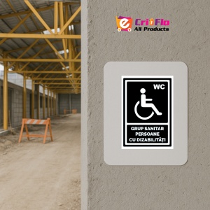 Indicator Negru pentru grup sanitar persoane cu dizabilitati, Sticker autocolant - Img 5