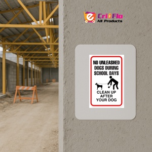 Indicator No unleashed dogs during school days clean up after your dog, Sticker autocolant - Img 5