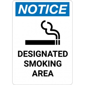 Indicator Notice designated smoking area sign, Sticker autocolant