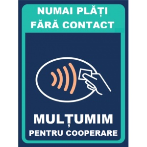Indicator Numai plati fara contact plata cu card, Sticker autocolant