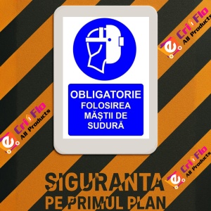 Indicator Obligatorie folosirea mastii de sudura indicator de obligativitate, Sticker autocolant - Img 3