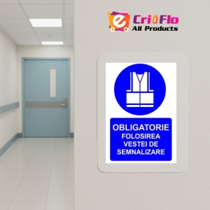 Indicator Obligatorie folosirea vestei de semnalizare indicator de obligativitate, Sticker autocolant - Img 5