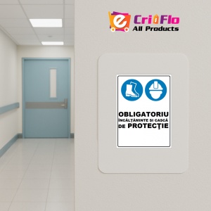 Indicator Obligatoriu incaltaminte si casca de protectie, Sticker autocolant - Img 4
