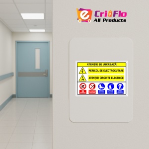 Indicator Panou atentie se lucreaza pericol de electrocutare atentie circuite electrice, Sticker autocolant - Img 4
