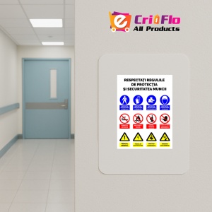 Indicator Panou pentru respectarea respectarea regulilor de protectia si securitatea muncii, Sticker autocolant - Img 4