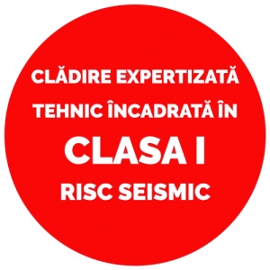 Indicator Pentru Cladire expertizata tehnica incadrata in clasa 1 risc seismic, Sticker autocolant