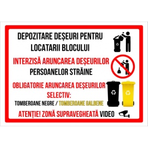 Indicator Pentru depozitare deseuri, Sticker autocolant