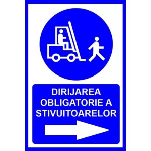 Indicator Pentru dirijarea obligatorie a stivuitoarelor prin dreapta, Sticker autocolant