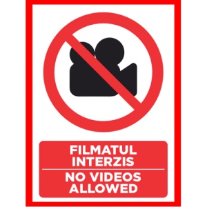 Indicator Pentru filmatul interzis no videos allowed, Sticker autocolant