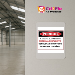 Indicator Pericol in aceasta cladire exista materiale explozive, Sticker autocolant - Img 3