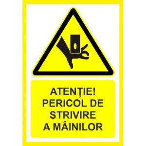 Indicator Placute atentie pericol de strivire a mainilor, Sticker autocolant