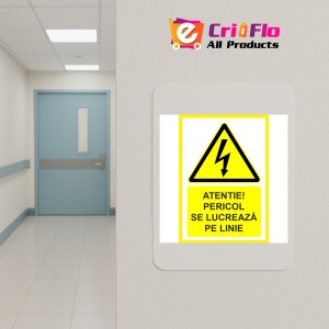 Indicator Placute atentie pericol se lucreaza pe linie, Sticker autocolant - Img 4
