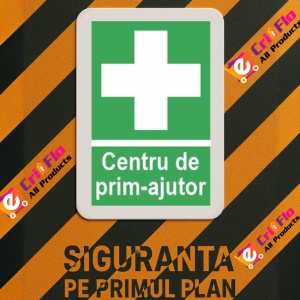 Indicator protectia muncii centru de prim ajutor, Sticker autocolant - Img 3