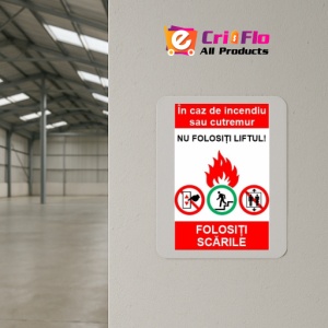 Indicator protectia muncii in caz de incendiu nu folosti liftul, Sticker autocolant - Img 4