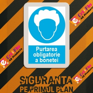 Indicator protectia muncii purtarea obligatorie a bonetei, Sticker autocolant - Img 3