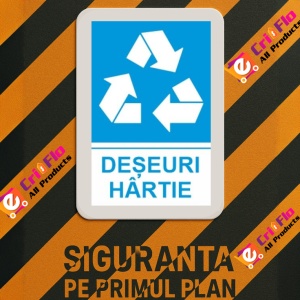 Indicator protectia muncii reciclare deseuri hartie, Sticker autocolant - Img 3