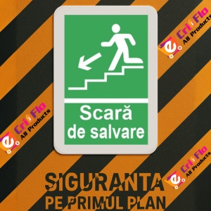 Indicator protectia muncii scara de salvare evacuare, Sticker autocolant - Img 3