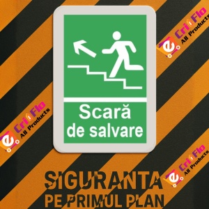 Indicator protectia muncii scara de salvare evacuare sus, Sticker autocolant - Img 3